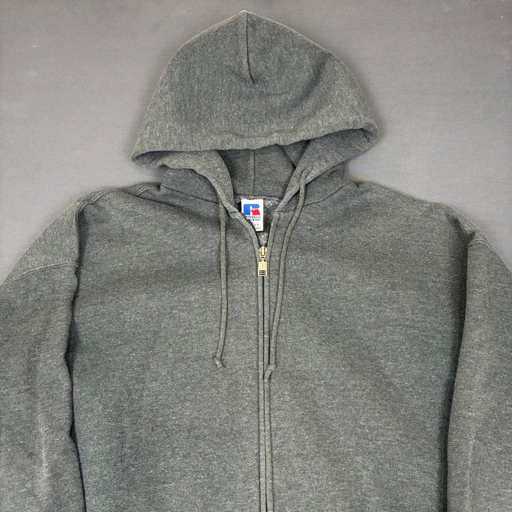 Vintage Russell Athletic Gray Full Zip Heavyweight Hoodie Men's Size XL